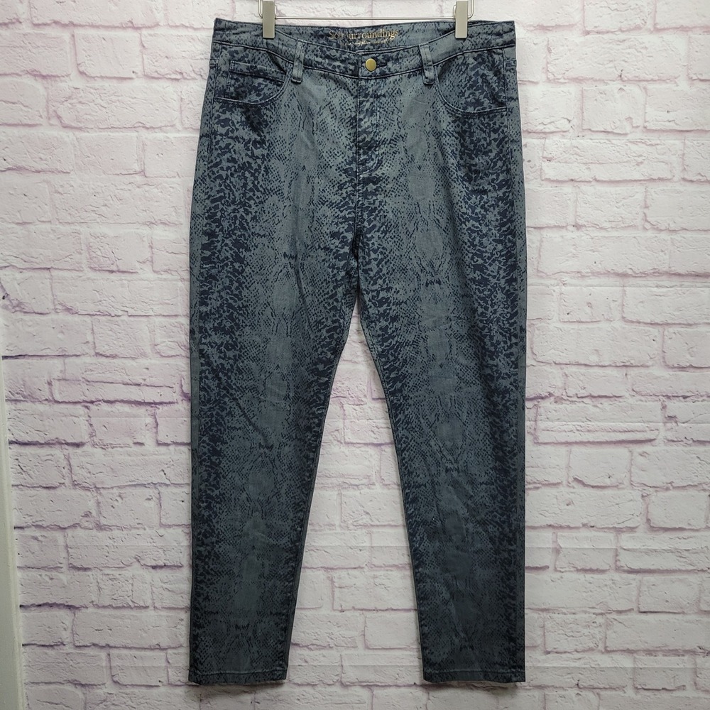 Soft Surroundings Snakeskin Print Jeans Womens‎ 14 Ankle Stretchy Grunge Preppy